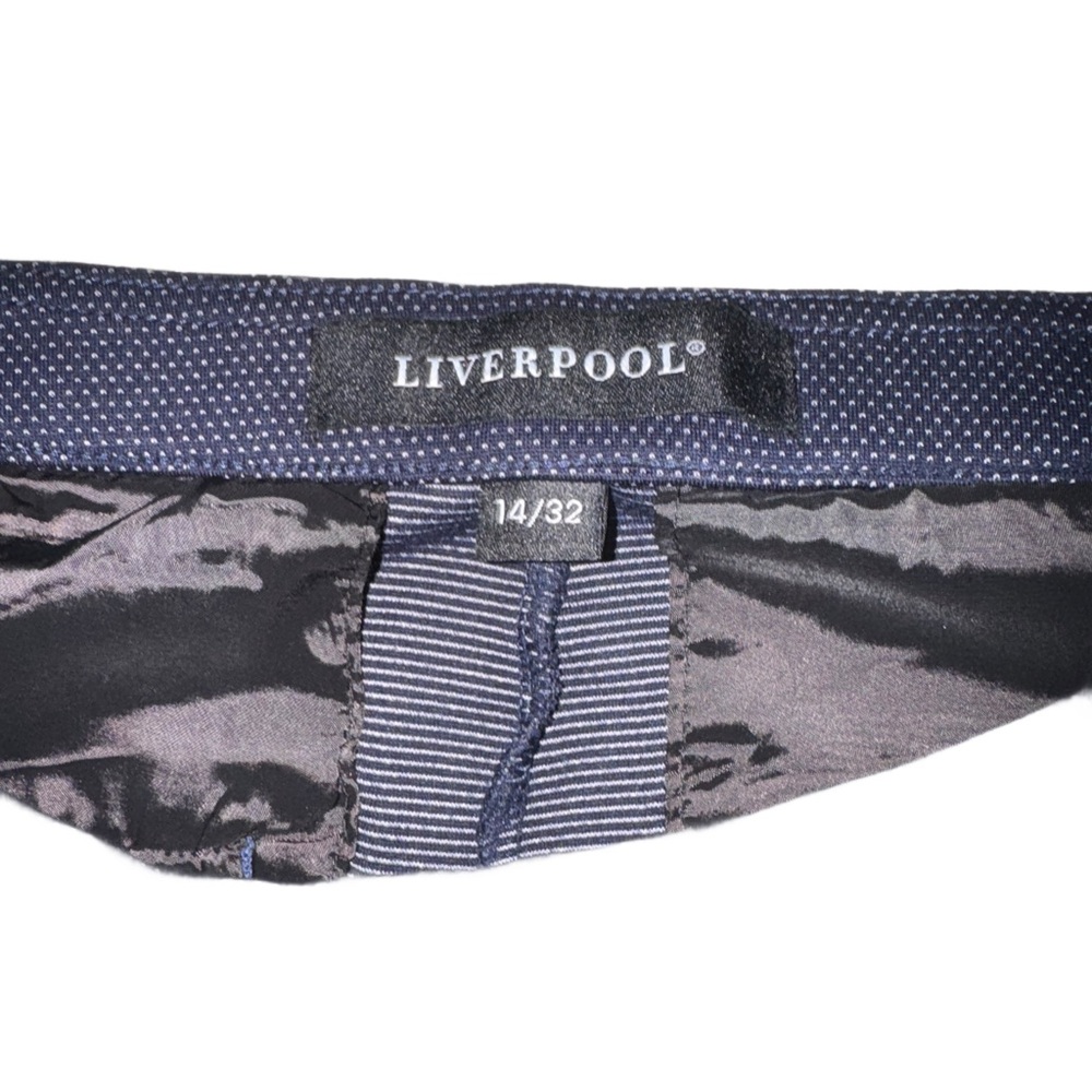 Liverpool Women's Dark Blue & White Bird’s Eye Print Ankle Pants - Picture 3 of 9